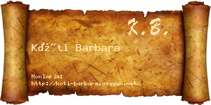 Kóti Barbara névjegykártya